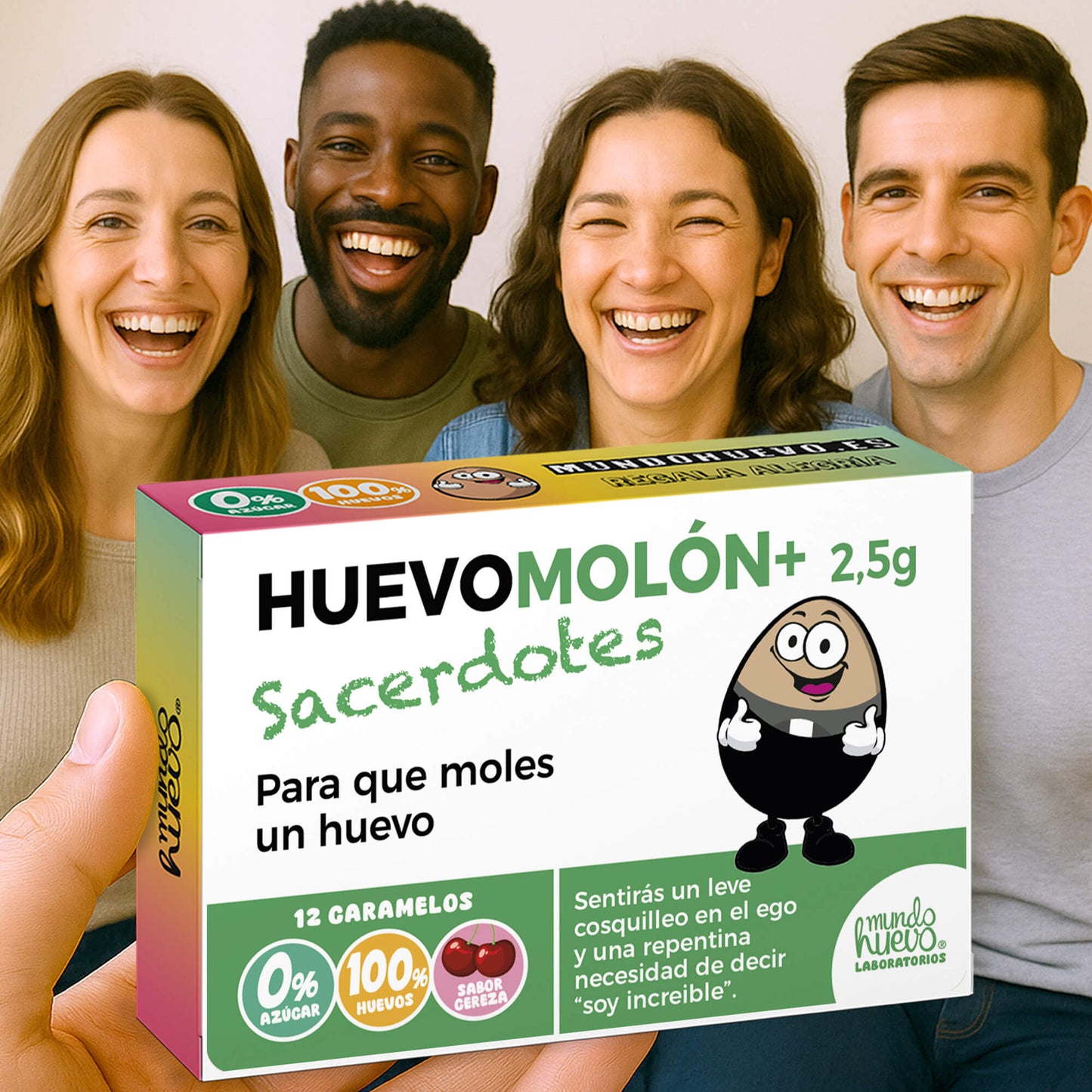 2 cajas Caramelos de broma | HUEVOMOLON+ SACERDOTES | Cajas Regalo Divertido con 24 caramelos sin azúcar