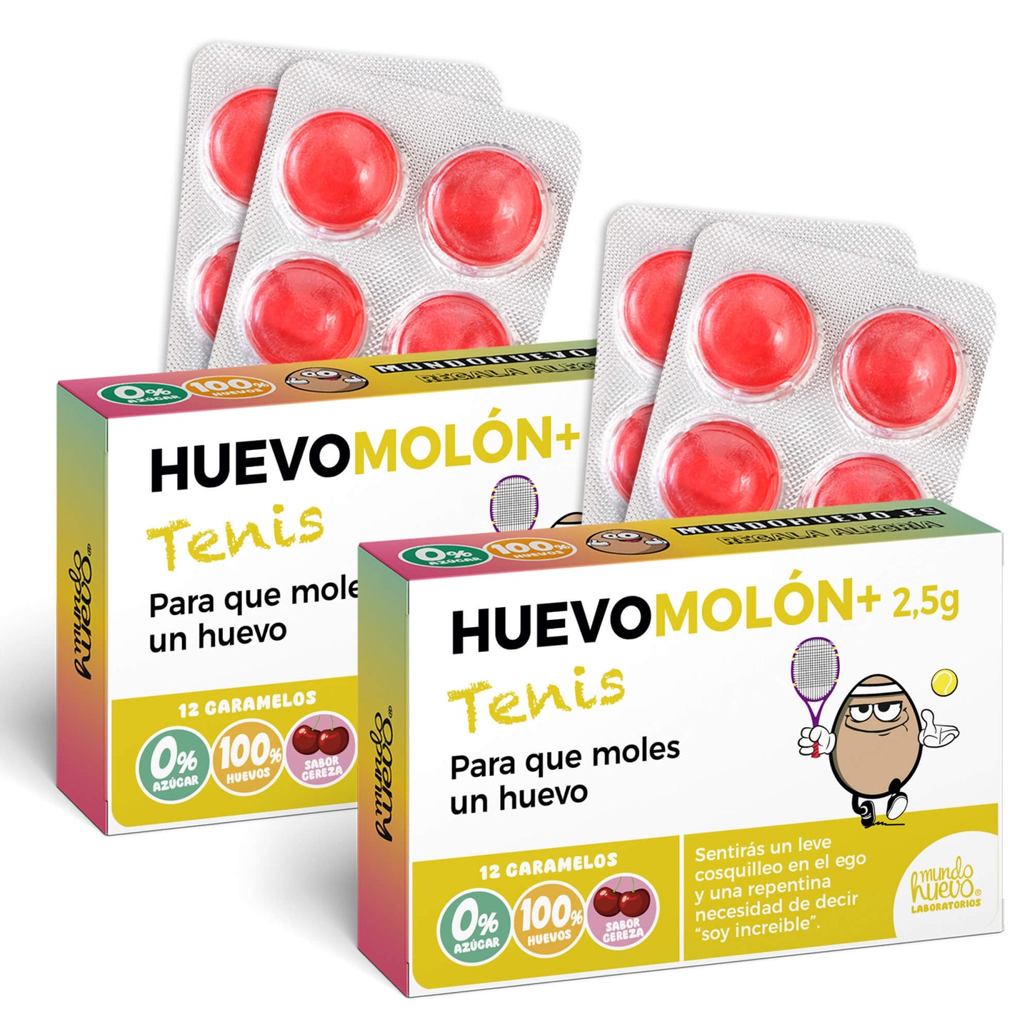 2 cajas Caramelos de broma | HUEVOMOLON+ TENIS | Cajas Regalo Divertido con 24 caramelos sin azúcar
