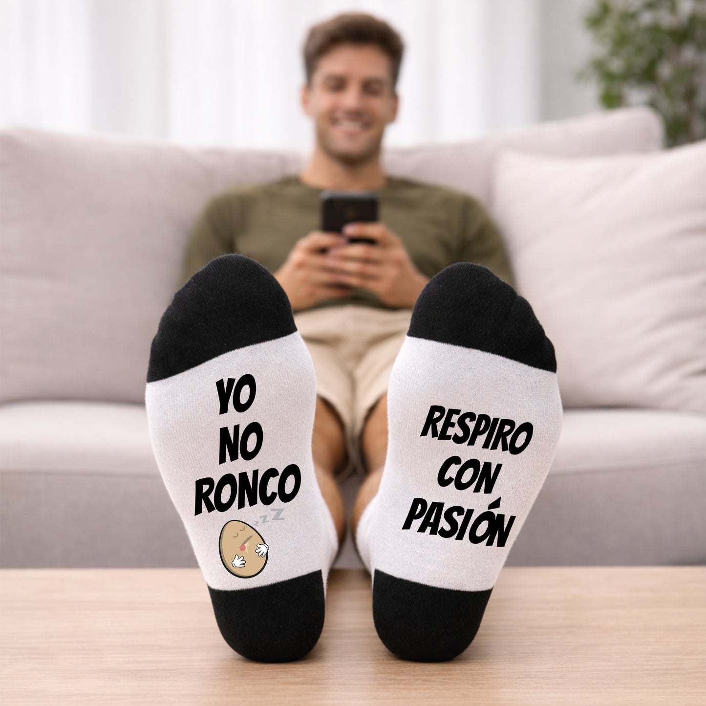 Par de calcetines con mensaje Yo no ronco Respiro con pasión