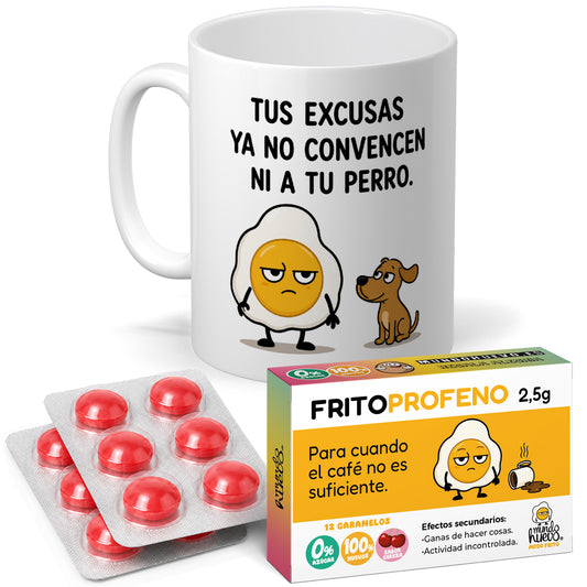Taza Excusas + Caramelos divertidos