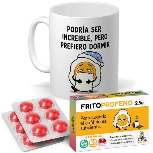 Taza Prefiero dormir + Caramelos divertidos