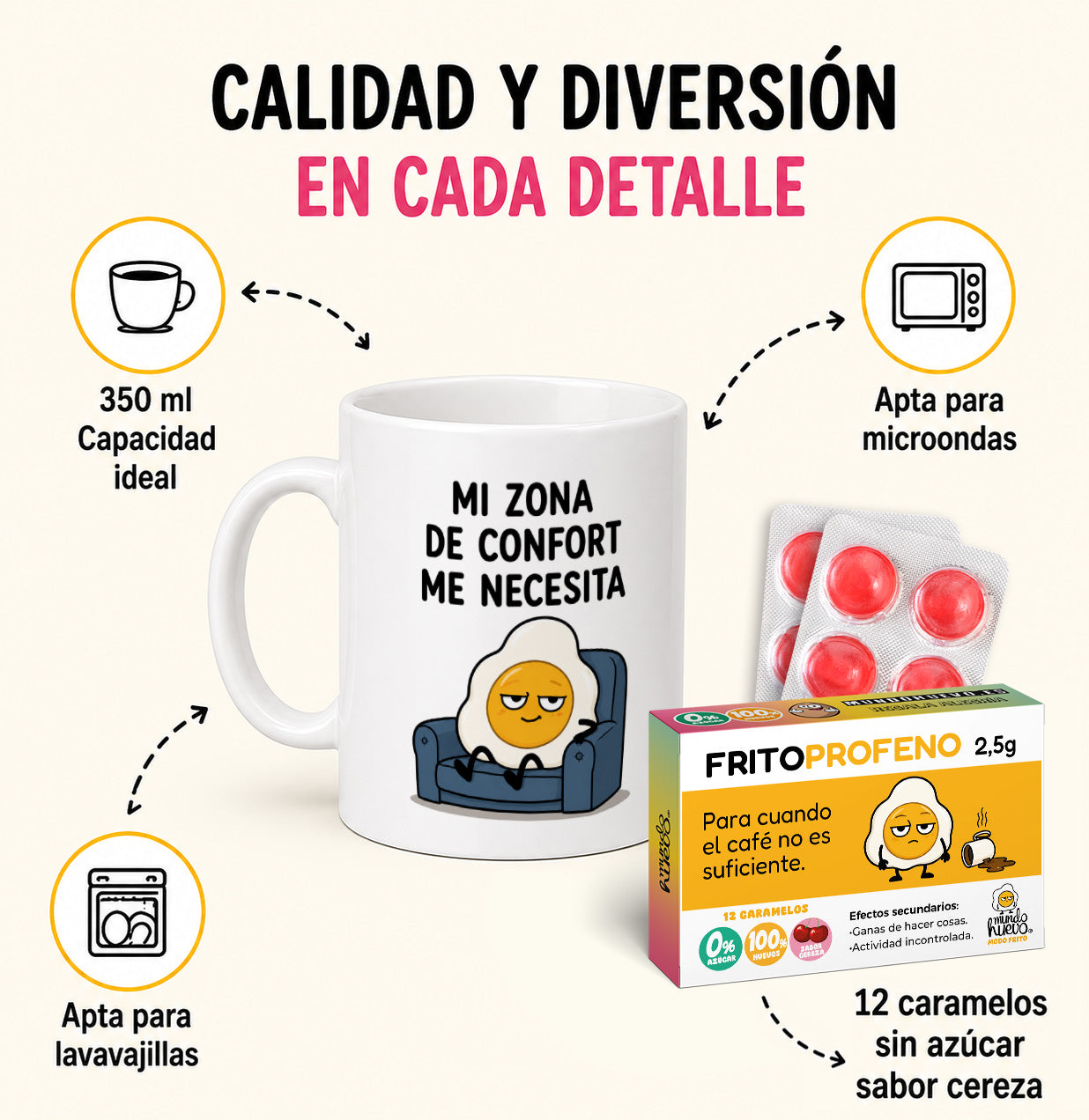 Taza Zona de confort + Caramelos divertidos