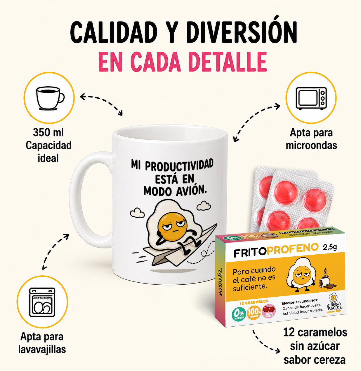 Taza Modo avión + Caramelos divertidos