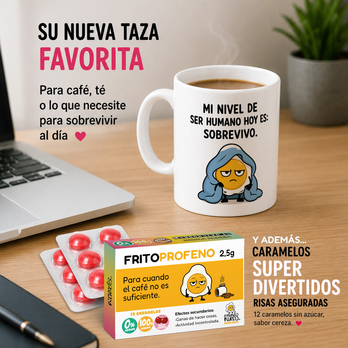 Taza Sobrevivo + Caramelos divertidos