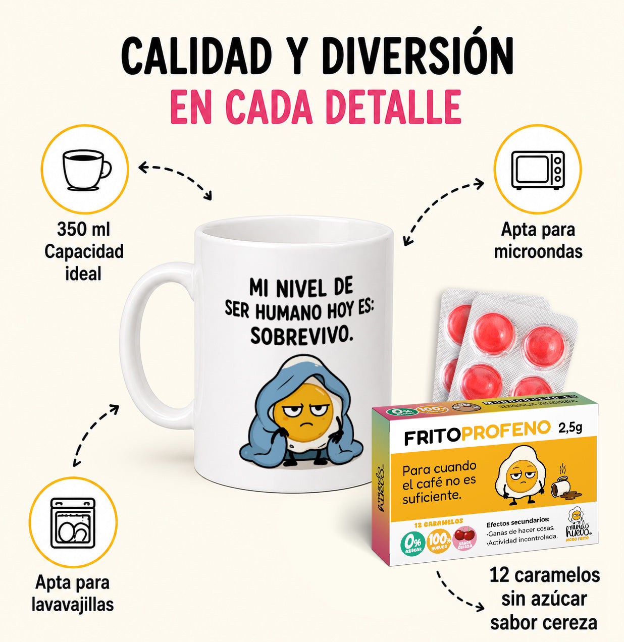 Taza Sobrevivo + Caramelos divertidos