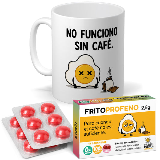Taza No funciono sin café + Caramelos divertidos