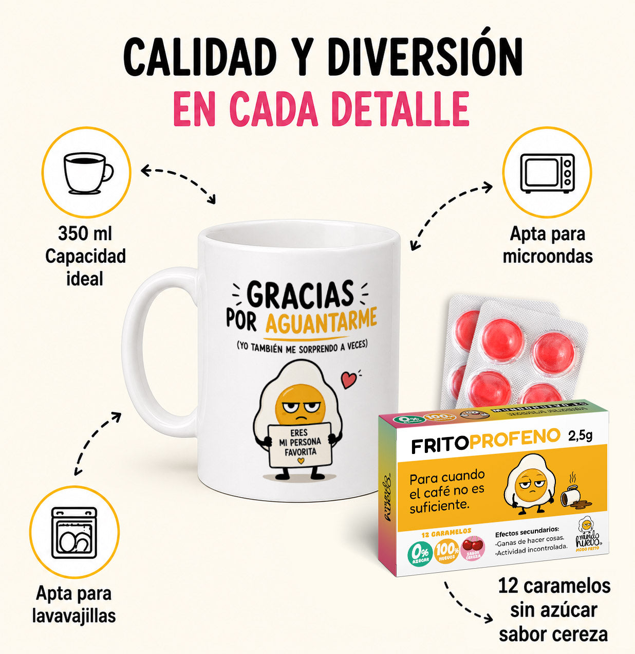 Taza Gracias por aguantarme + Caramelos divertidos