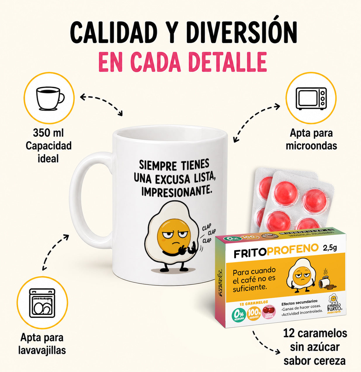 Taza Siempre tienes una excusa lista + Caramelos divertidos