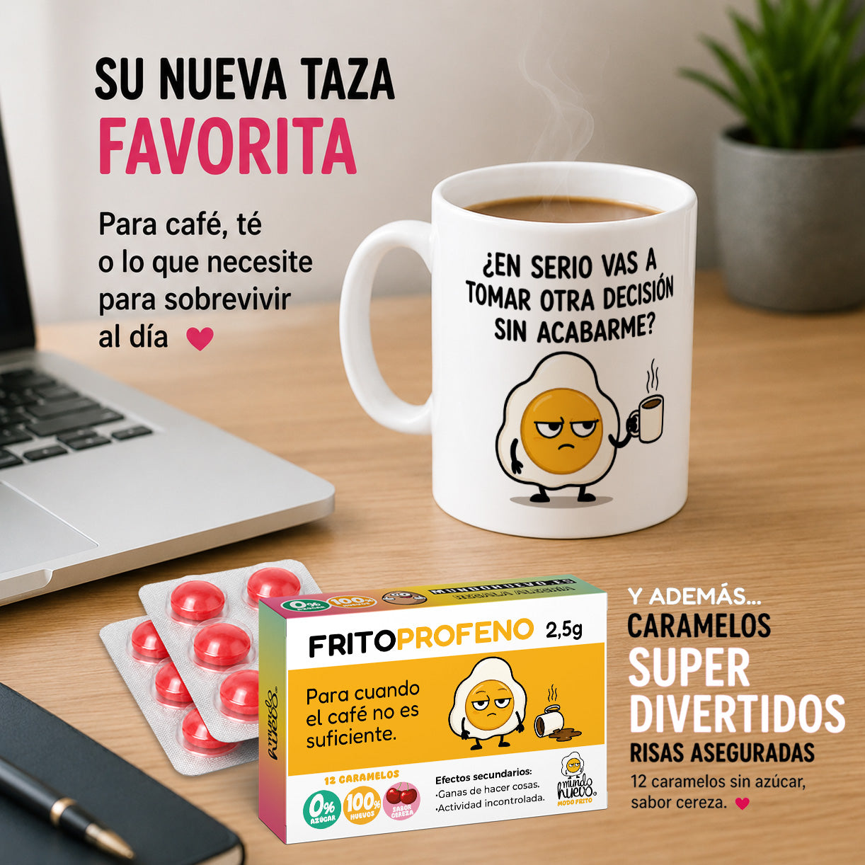 Taza ¿En serio…? + Caramelos divertidos