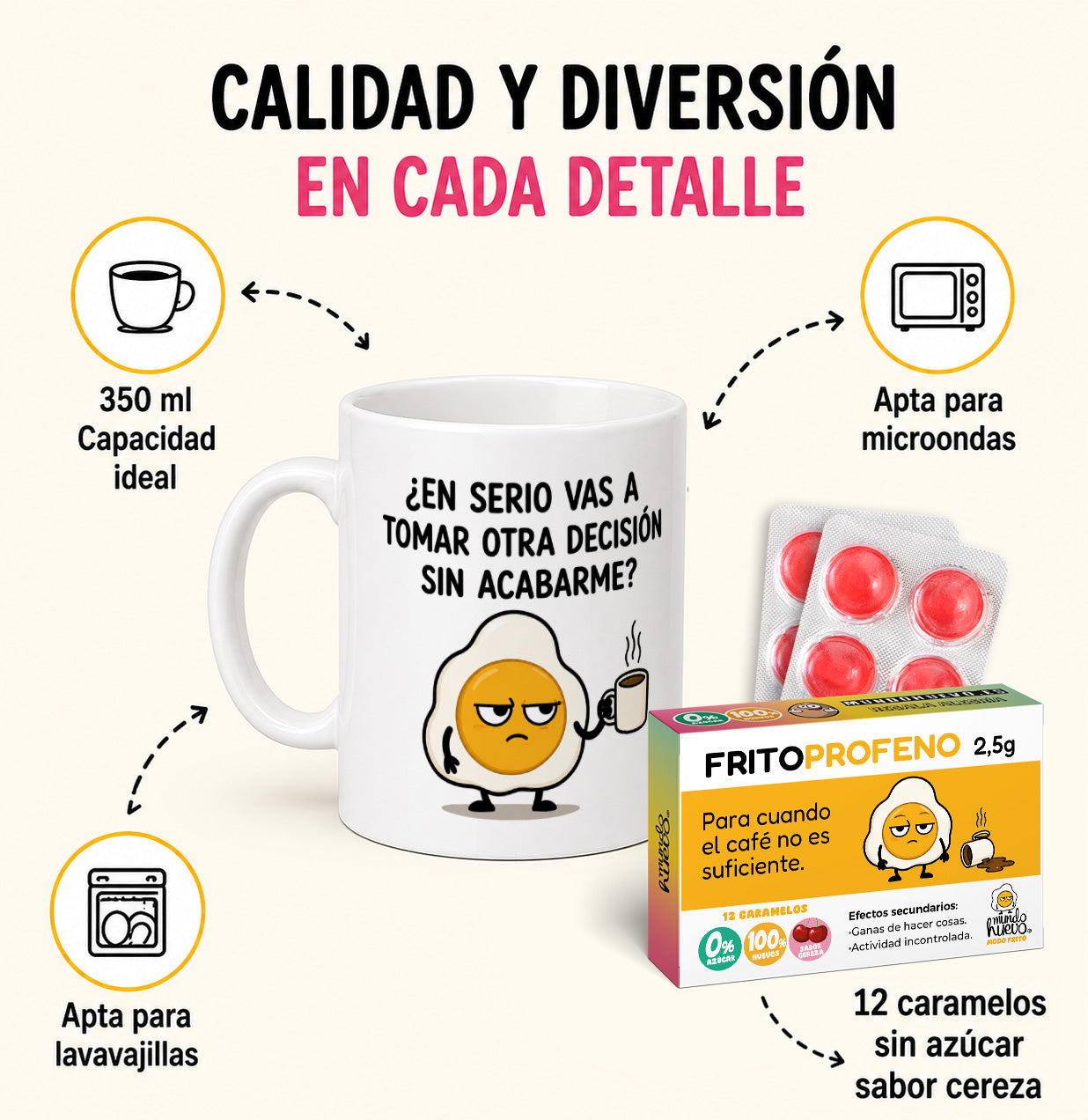Taza ¿En serio…? + Caramelos divertidos