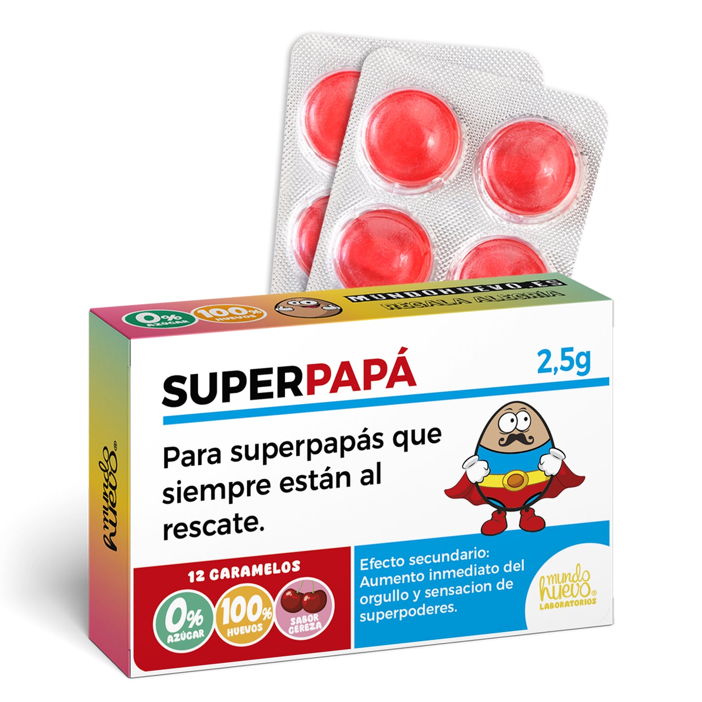 Caramelos de broma | Super Papá | Regalos para Papá | Caja Divertida con 12 caramelos sin azúcar