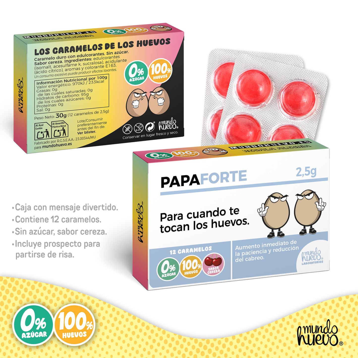 Caramelos de broma | PAPÁFORTE | Regalos para Papá | Caja Divertida con 12 caramelos sin azúcar