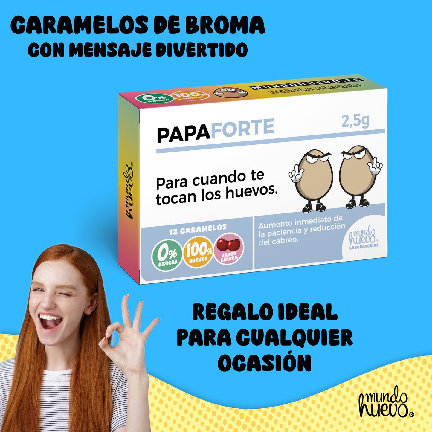 Caramelos de broma | PAPÁFORTE | Regalos para Papá | Caja Divertida con 12 caramelos sin azúcar