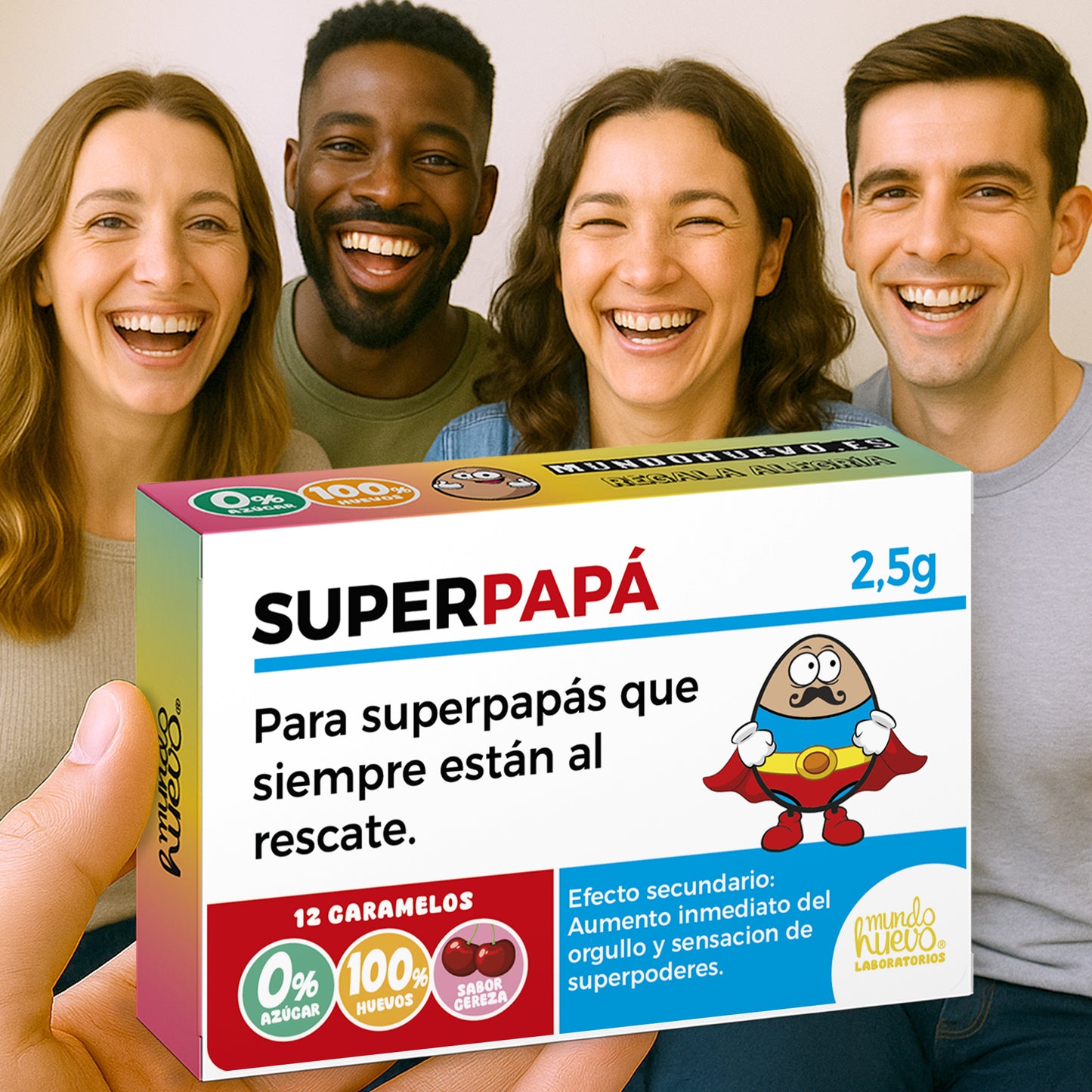 Caramelos de broma | Super Papá | Regalos para Papá | Caja Divertida con 12 caramelos sin azúcar