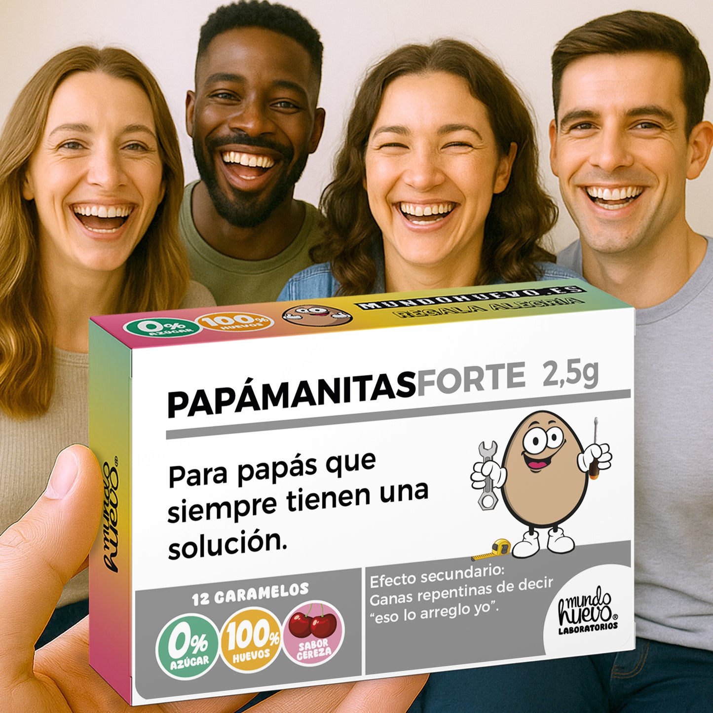 Caramelos de broma | PAPÁMANITASFORTE | Regalos para Papá | Caja Divertida con 12 caramelos sin azúcar