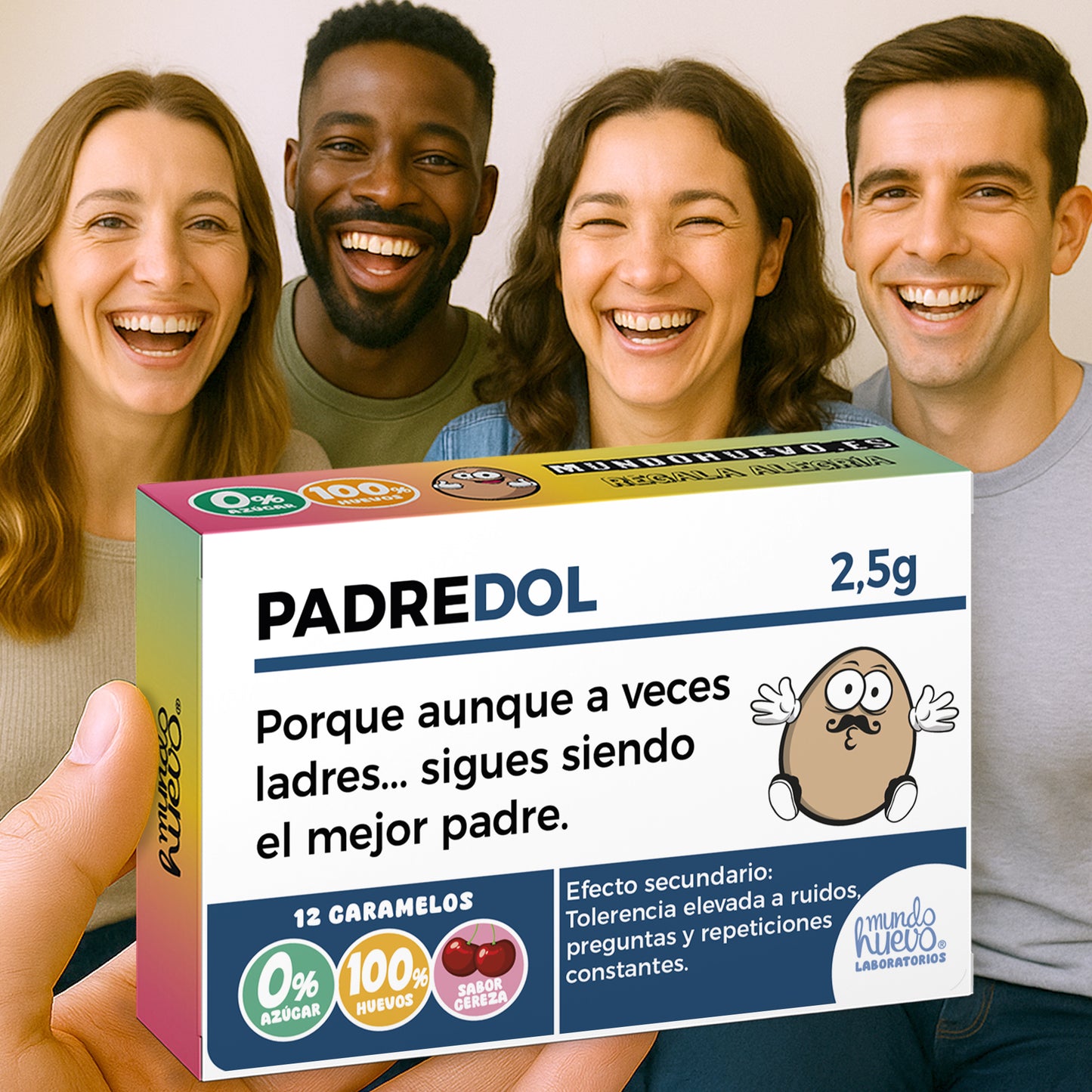 Caramelos de broma | PADREDOL | Regalos para el Mejor Padre | Caja Divertida con 12 caramelos sin azúcar