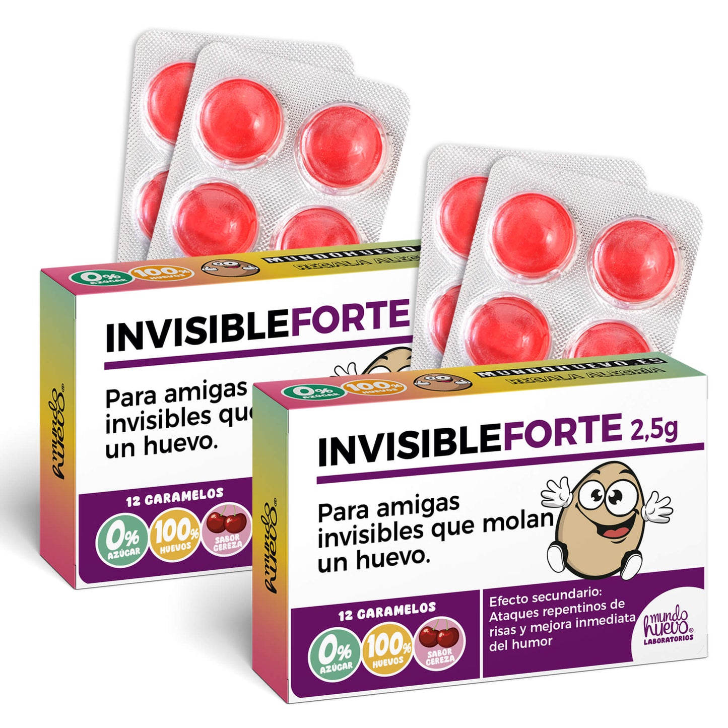 2 cajas Caramelos de broma | INVISIBLE FORTE chica | Cajas Regalo Divertido con 24 caramelos sin azúcar