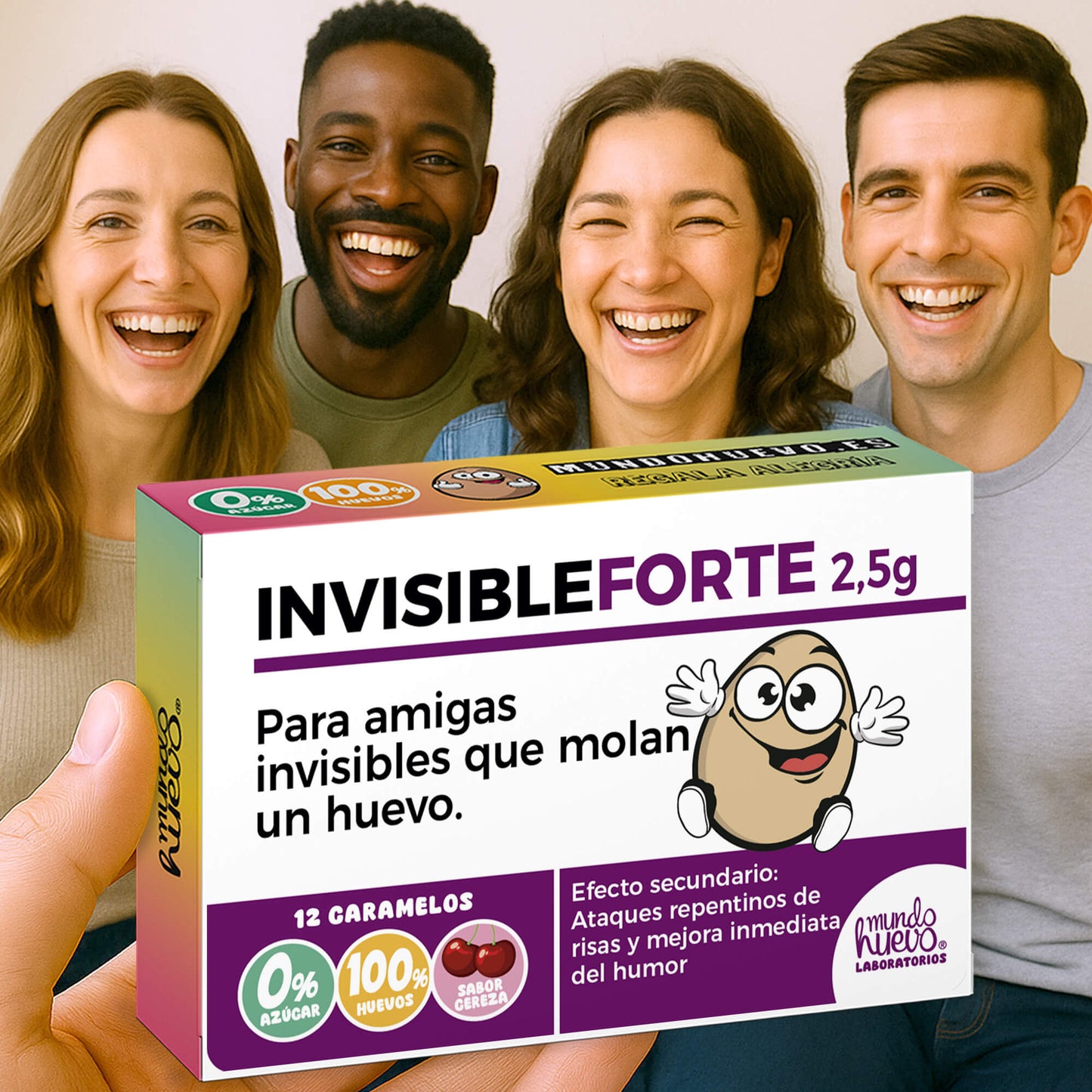 Caramelos de broma | INVISIBLE FORTE chica | Caja Regalo Divertido con 12 caramelos sin azúcar