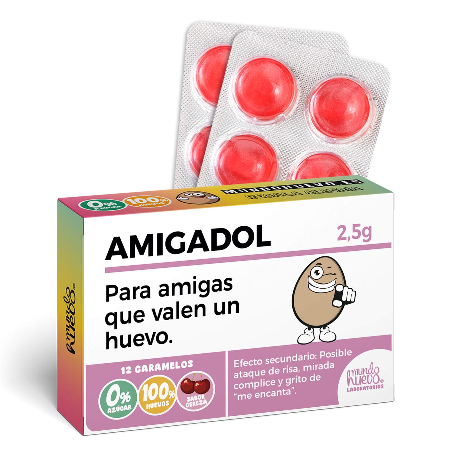 Caramelos de broma | AMIGADOL | Caja Regalo Divertido con 12 caramelos sin azúcar