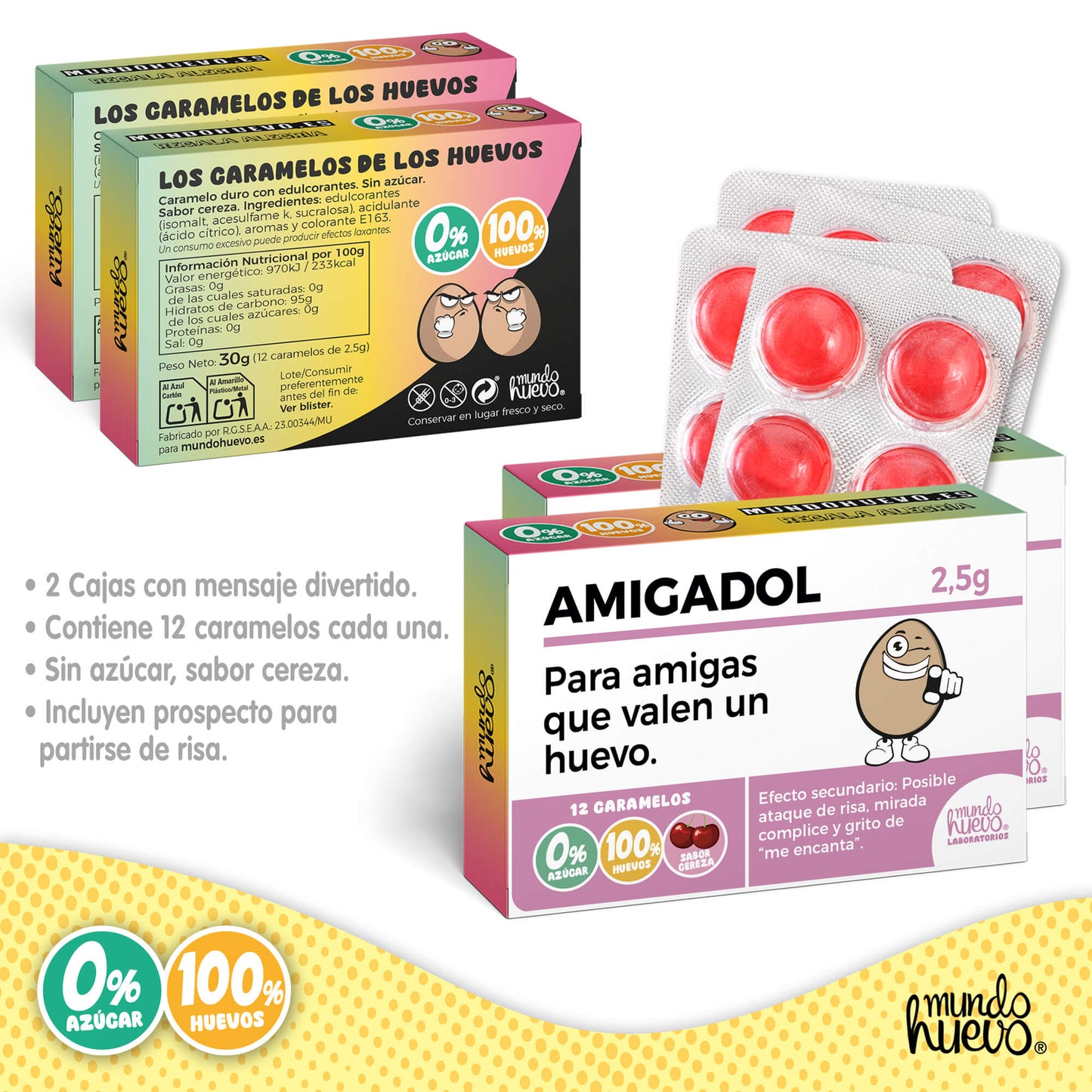 2 cajas Caramelos de broma | AMIGADOL | Cajas Regalo Divertido con 24 caramelos sin azúcar