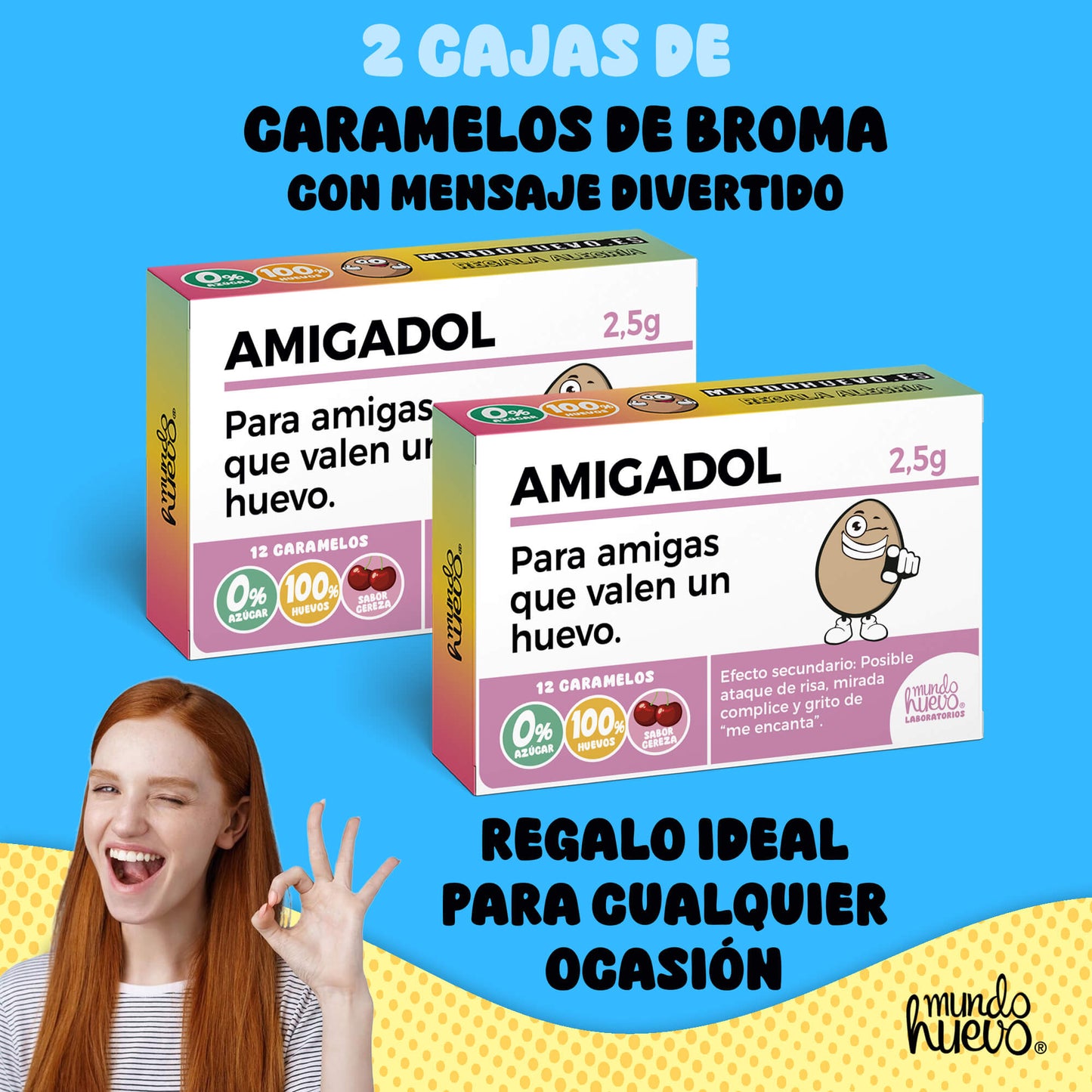 2 cajas Caramelos de broma | AMIGADOL | Cajas Regalo Divertido con 24 caramelos sin azúcar