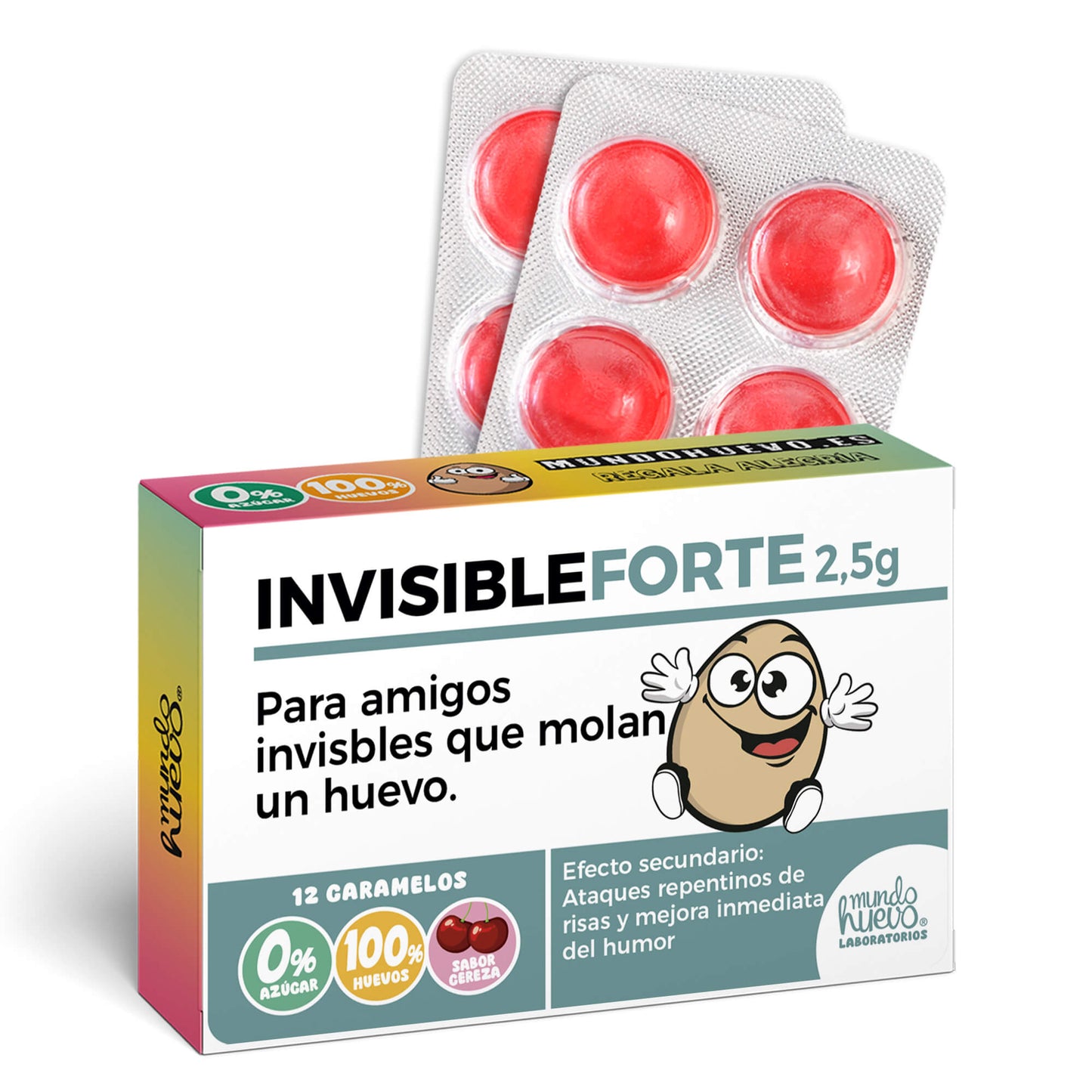 Caramelos de broma | INVISIBLE FORTE chico | Caja Regalo Divertido con 12 caramelos sin azúcar