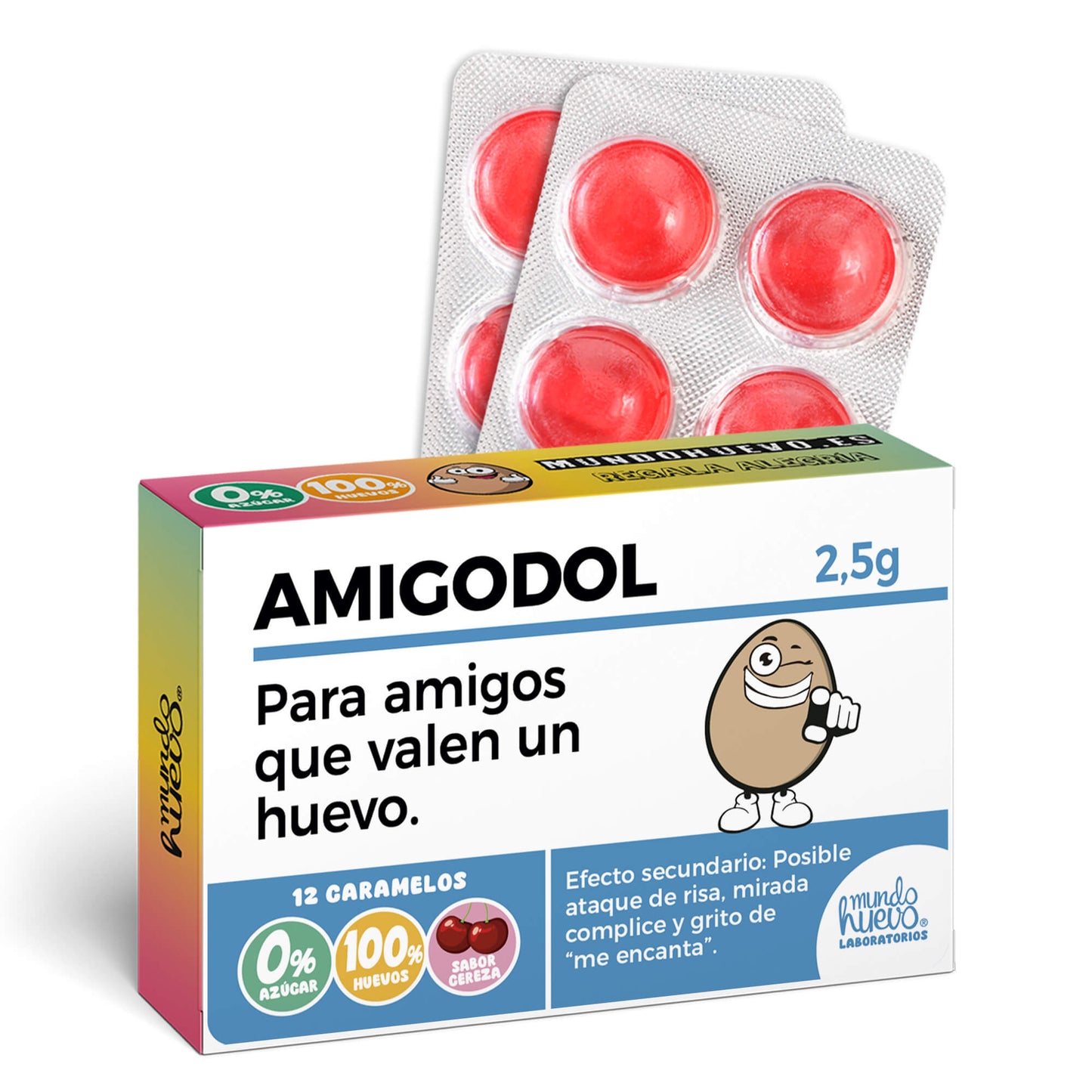 Caramelos de broma | AMIGODOL | Caja Regalo Divertido con 12 caramelos sin azúcar