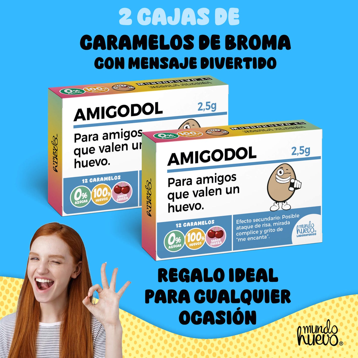 2 cajas Caramelos de broma | AMIGODOL | Cajas Regalo Divertido con 24 caramelos sin azúcar