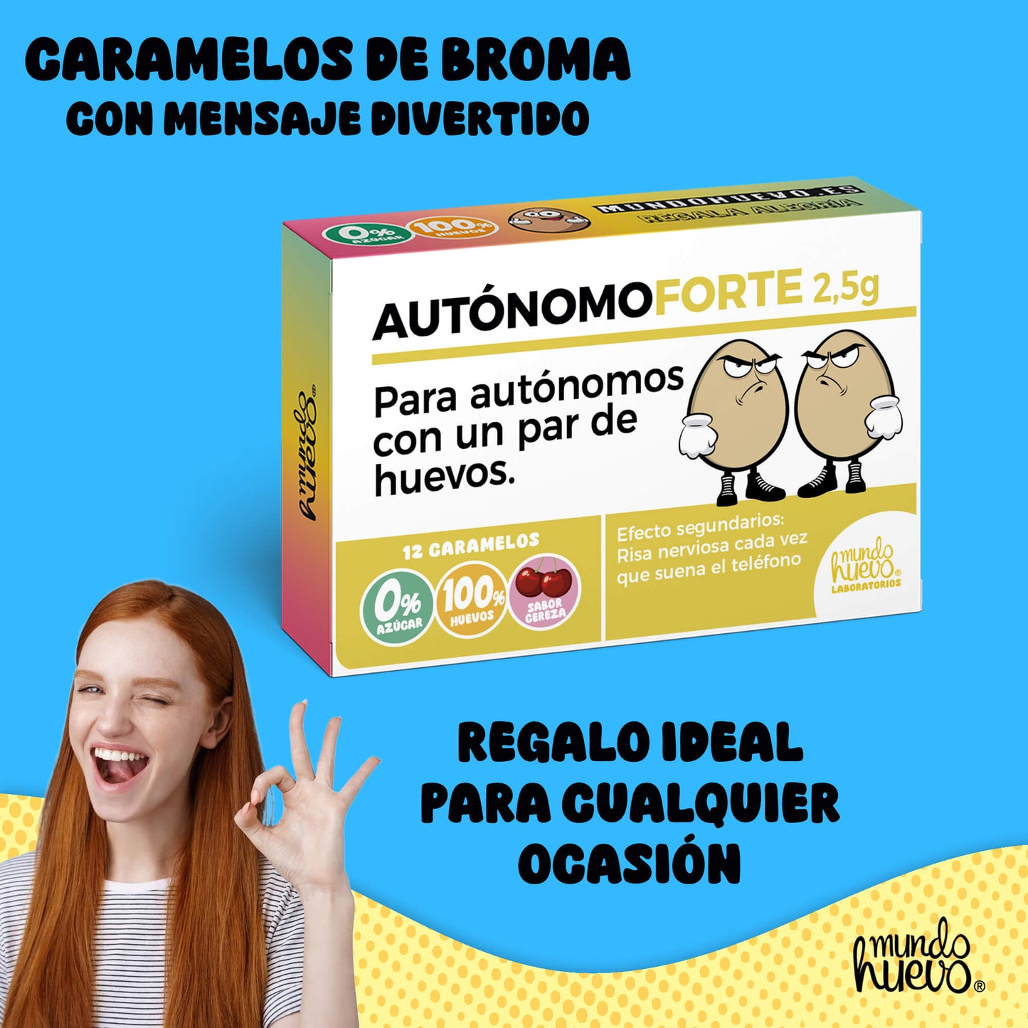 Caramelos de broma | AUTONOMO FORTE | Caja Regalo Divertido con 12 caramelos sin azúcar