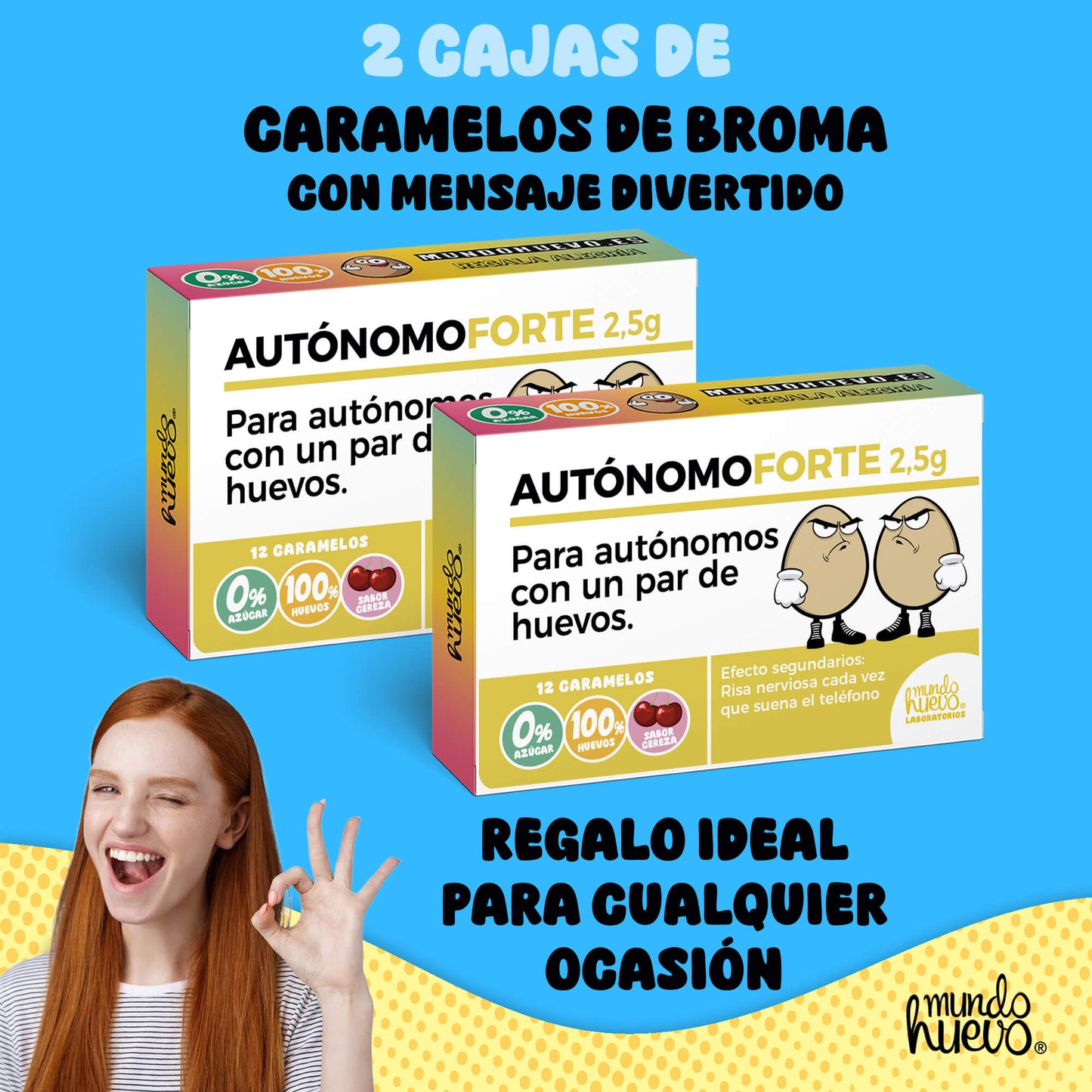2 cajas Caramelos de broma | AUTONOMO FORTE | Cajas Regalo Divertido con 24 caramelos sin azúcar