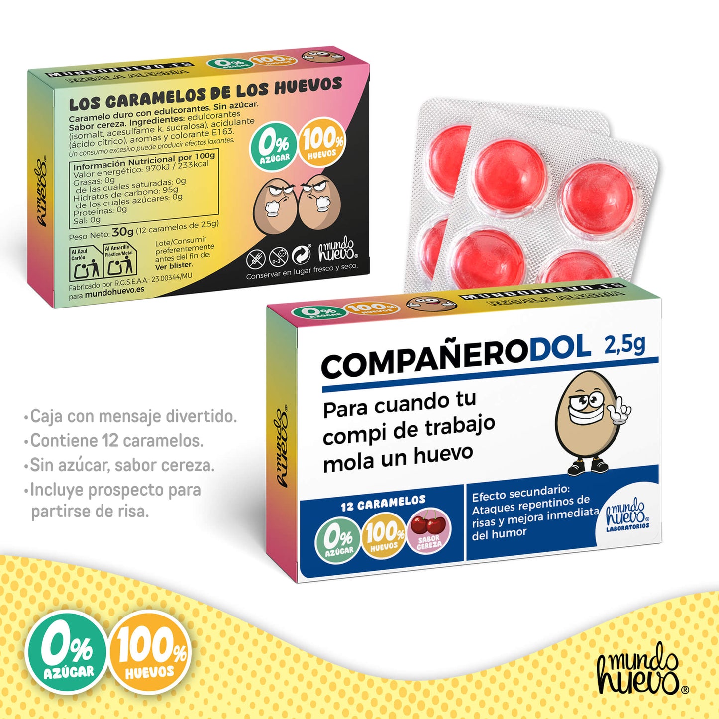 Caramelos de broma | COMPAÑERODOL | Caja Regalo Divertido con 12 caramelos sin azúcar
