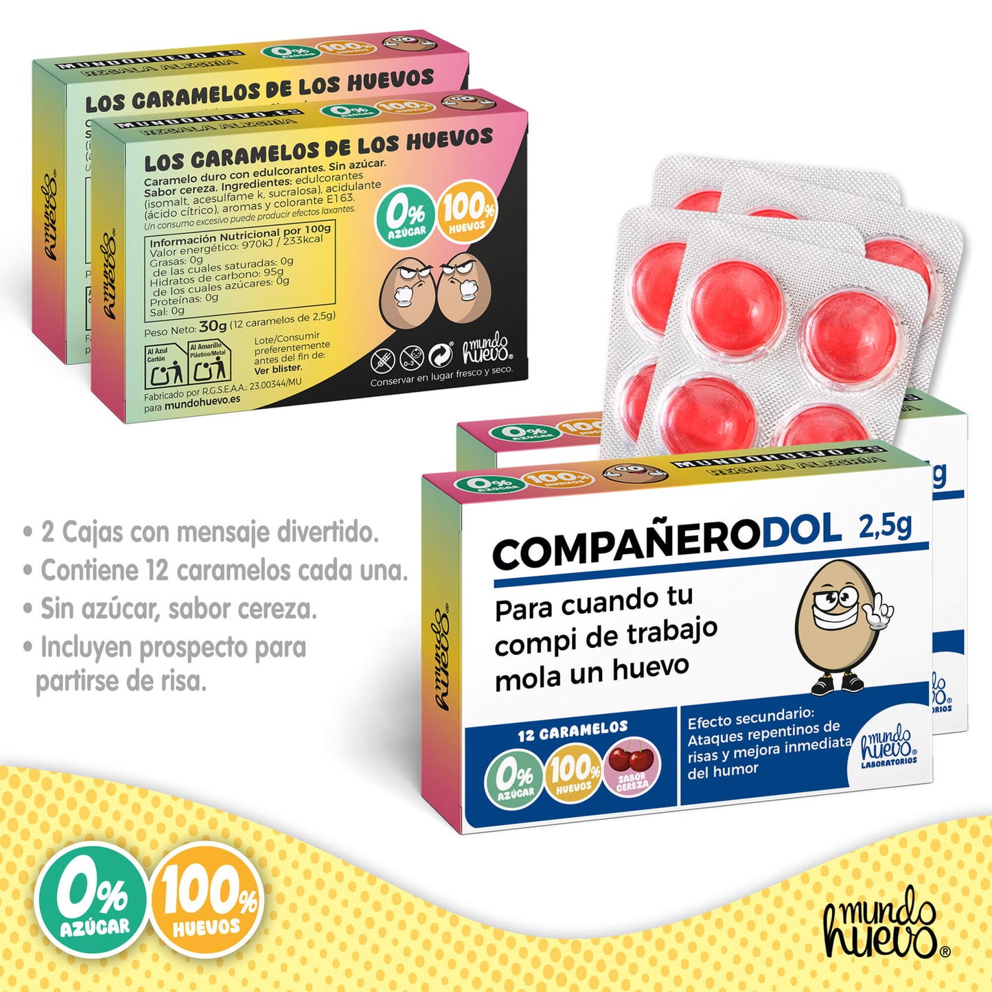 2 cajas Caramelos de broma | COMPAÑERODOL | Cajas Regalo Divertido con 24 caramelos sin azúcar