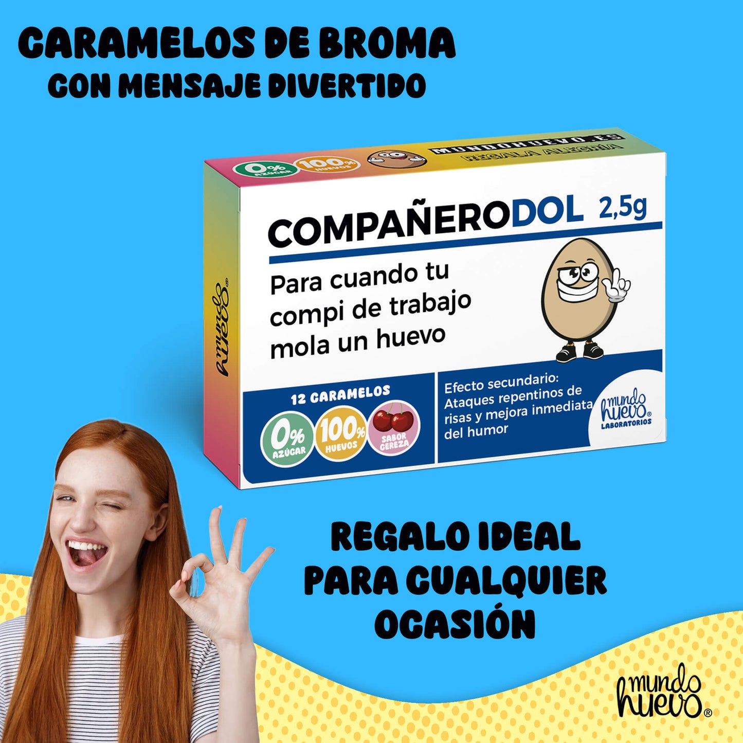 Caramelos de broma | COMPAÑERODOL | Caja Regalo Divertido con 12 caramelos sin azúcar