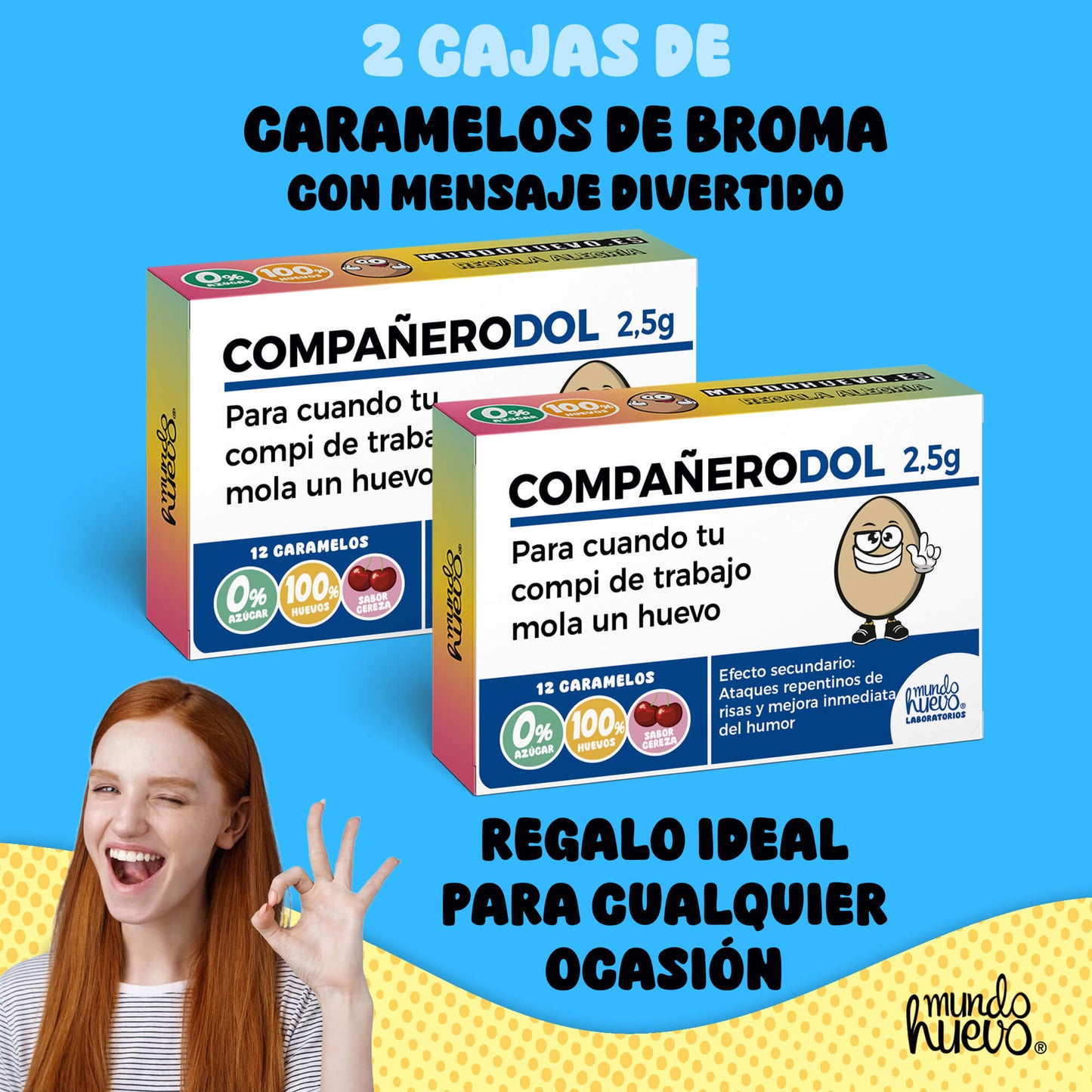 2 cajas Caramelos de broma | COMPAÑERODOL | Cajas Regalo Divertido con 24 caramelos sin azúcar
