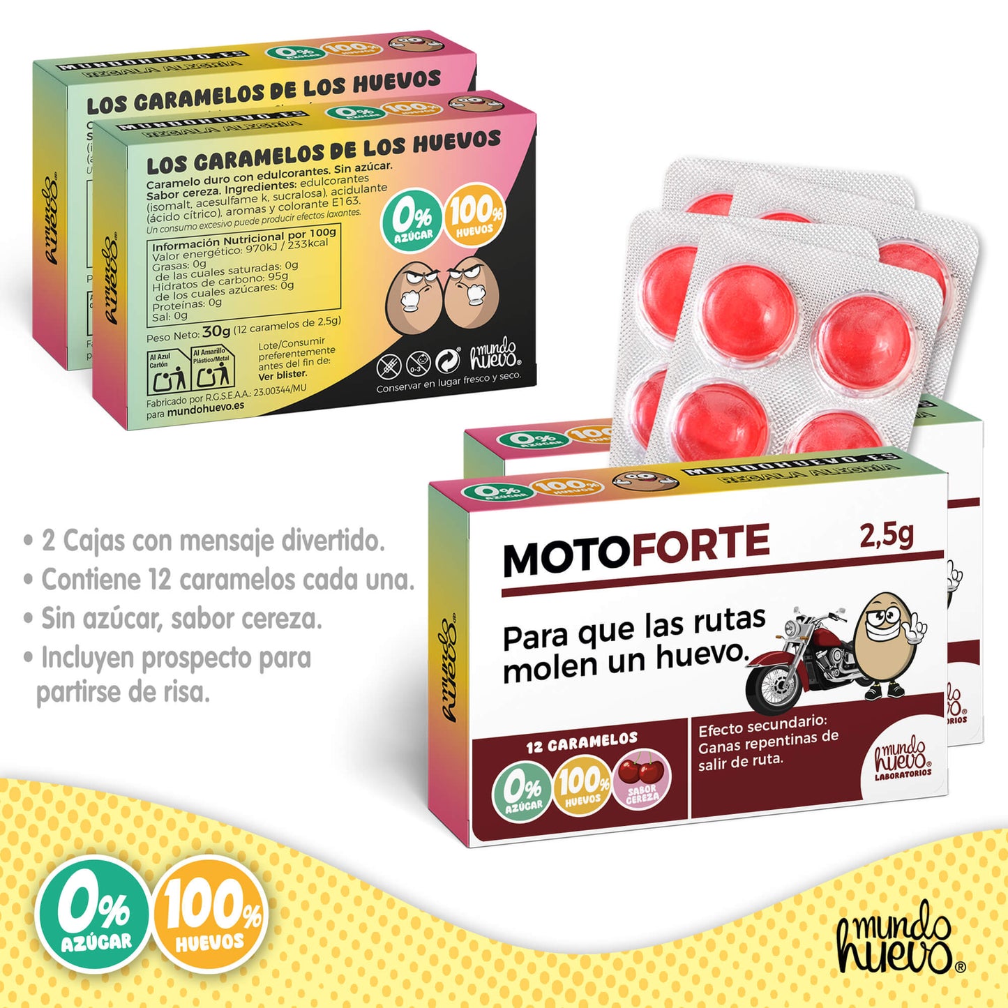 2 cajas Caramelos de broma | MOTOFORTE | Cajas Regalo Divertido con 24 caramelos sin azúcar
