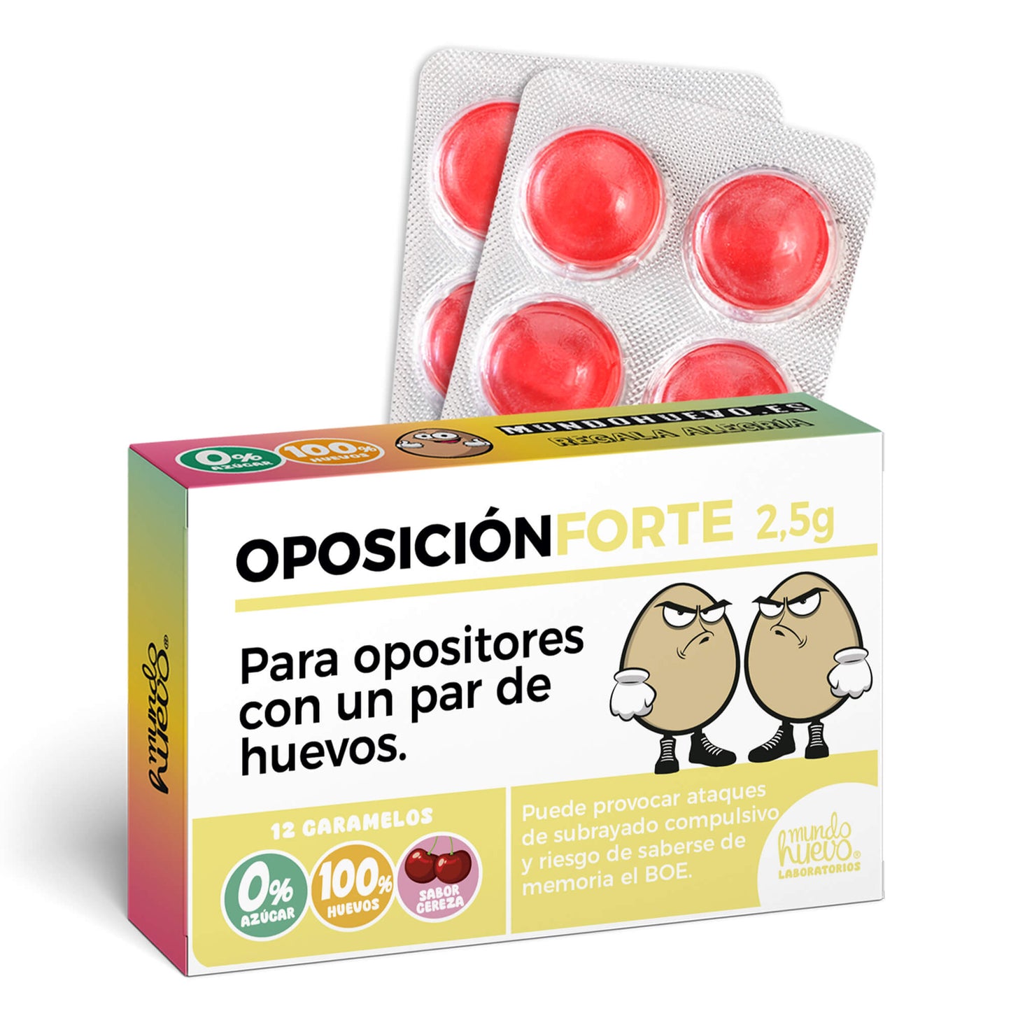 Caramelos de broma | OPOSICION FORTE | Caja Regalo Divertido con 12 caramelos sin azúcar