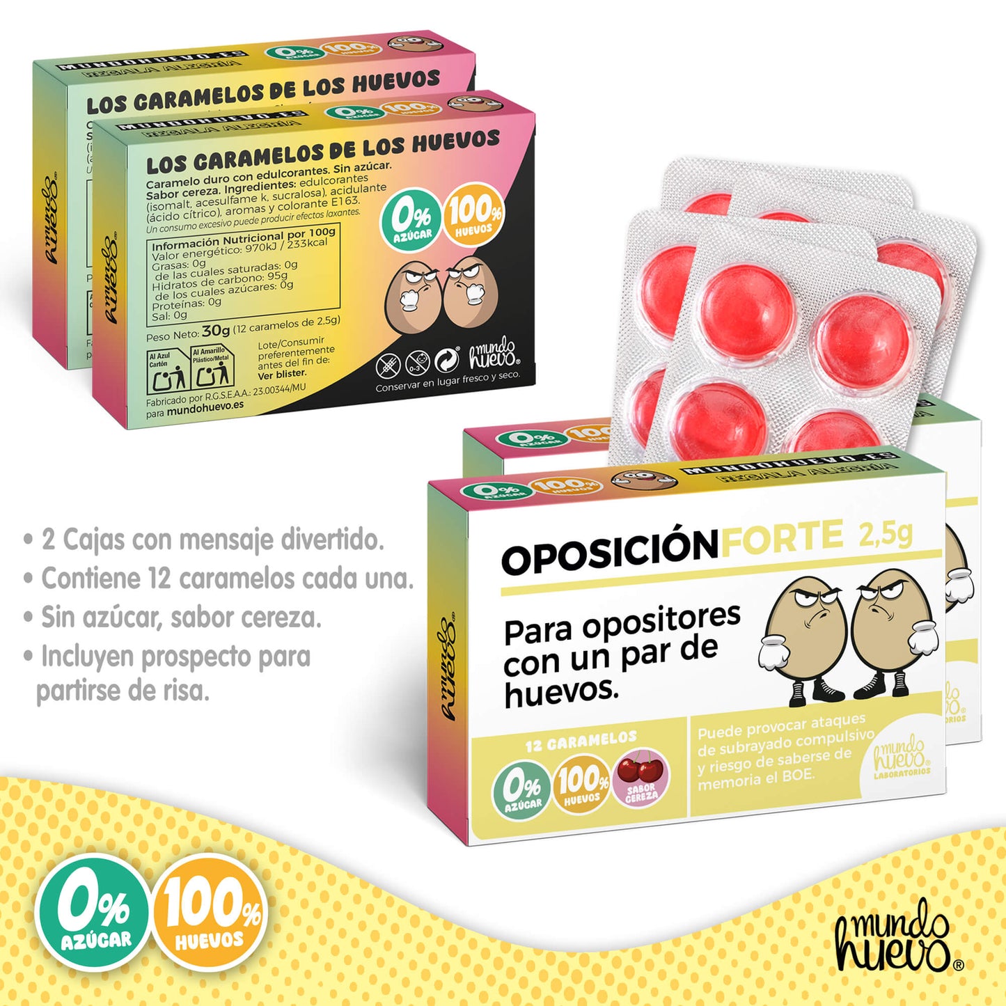 2 cajas Caramelos de broma | OPOSICION FORTE | Cajas Regalo Divertido con 24 caramelos sin azúcar