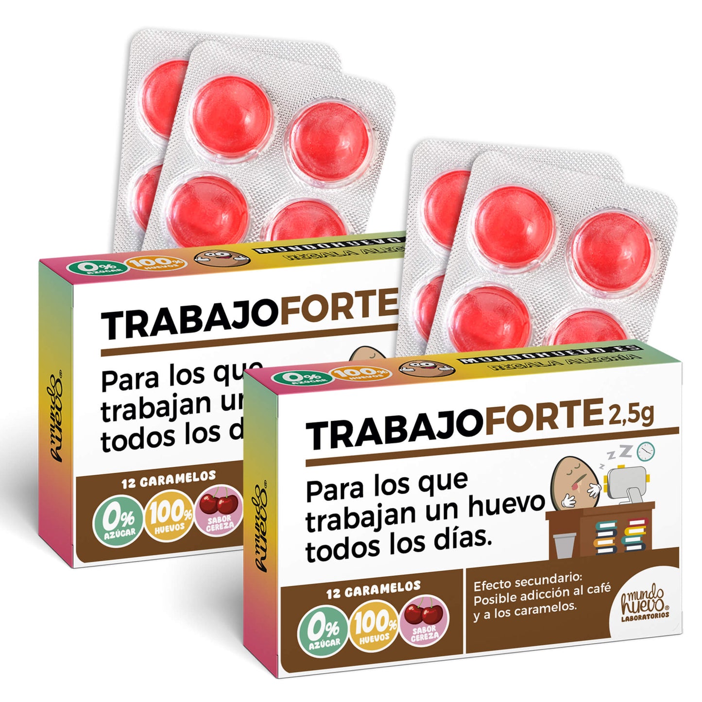 2 cajas Caramelos de broma | TRABAJO FORTE | Cajas Regalo Divertido con 24 caramelos sin azúcar