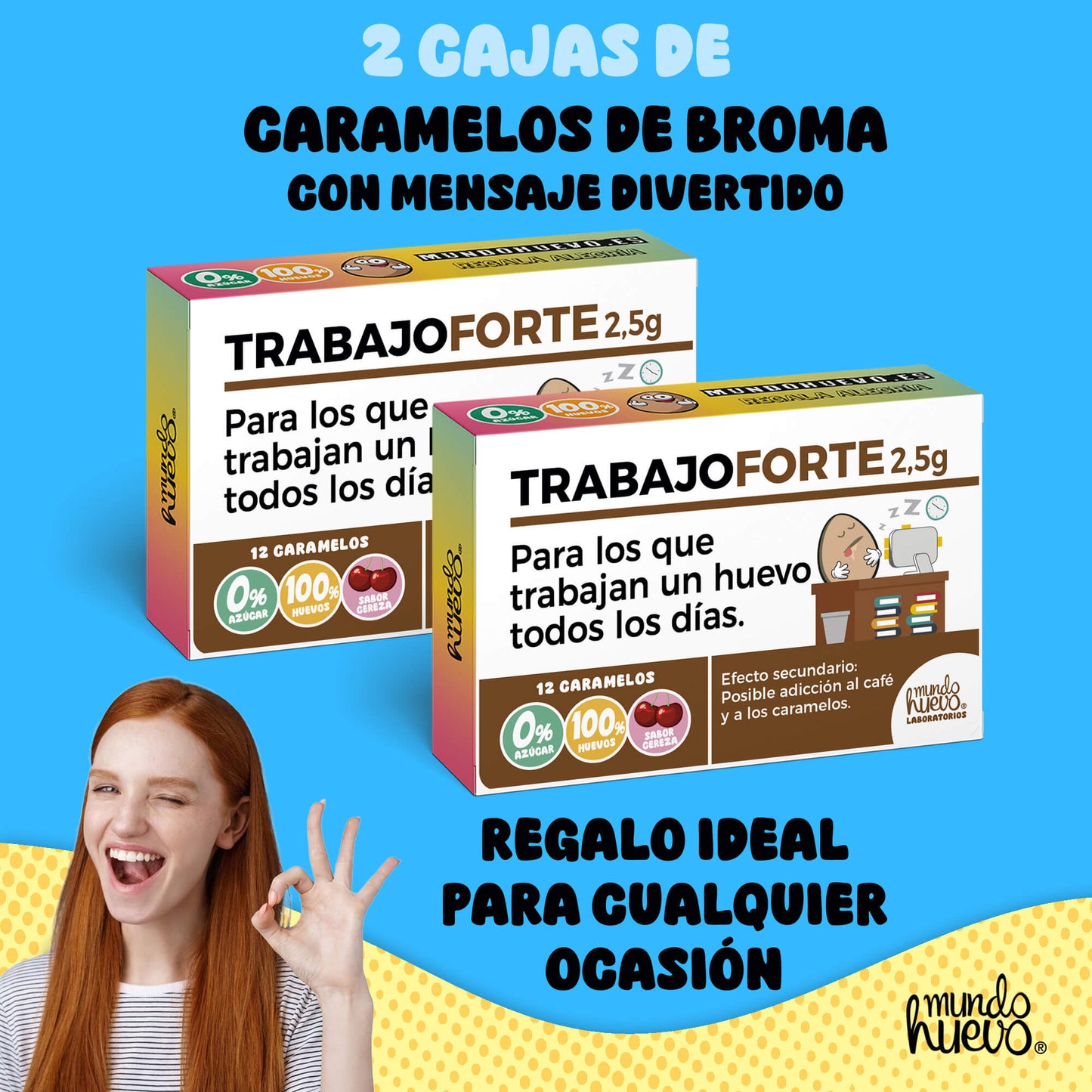 2 cajas Caramelos de broma | TRABAJO FORTE | Cajas Regalo Divertido con 24 caramelos sin azúcar