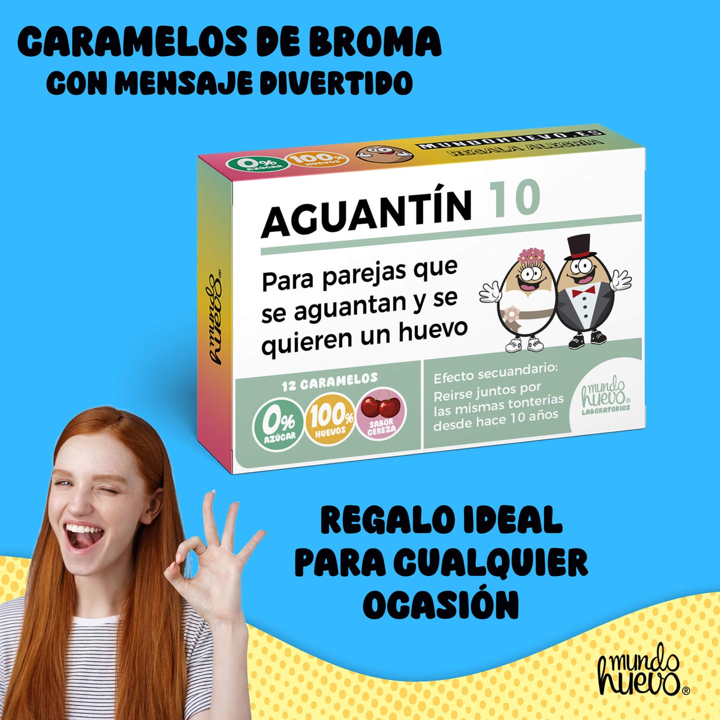 Caramelos de broma | AGUANTÍN 10 | Caja Regalo Divertido con 12 caramelos sin azúcar