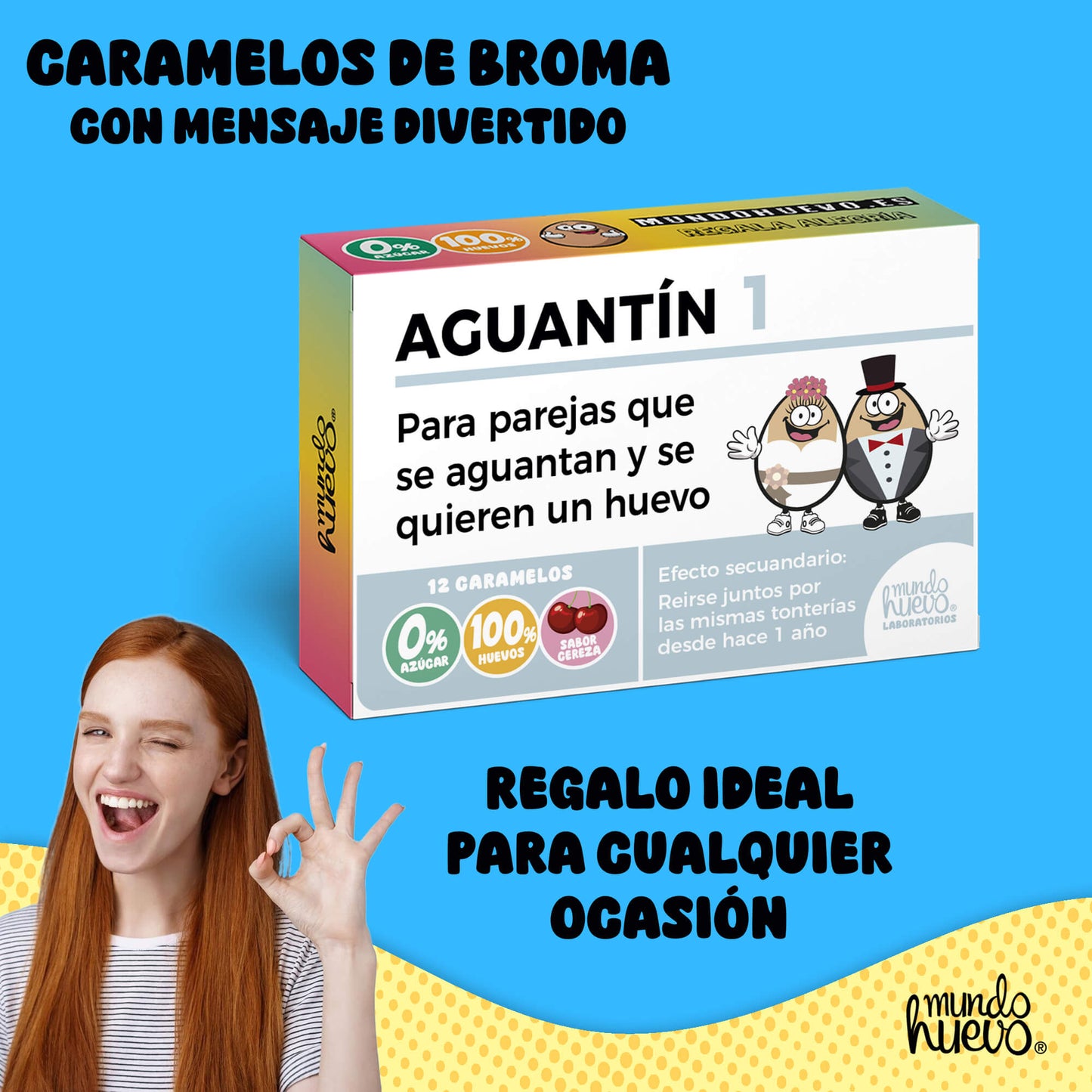 Caramelos de broma | AGUANTÍN 1 | Caja Regalo Divertido con 12 caramelos sin azúcar