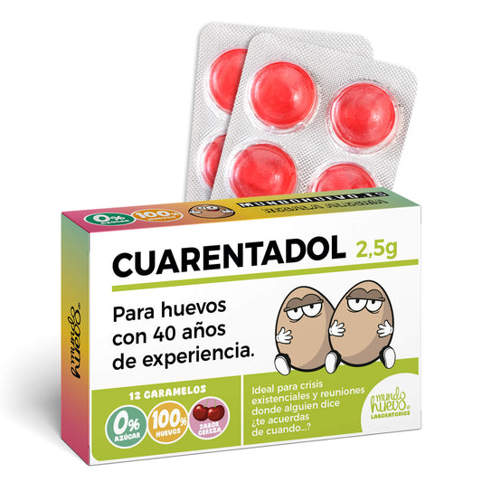Caramelos de broma | CUARENTADOL | Caja Regalo Divertido con 12 caramelos sin azúcar