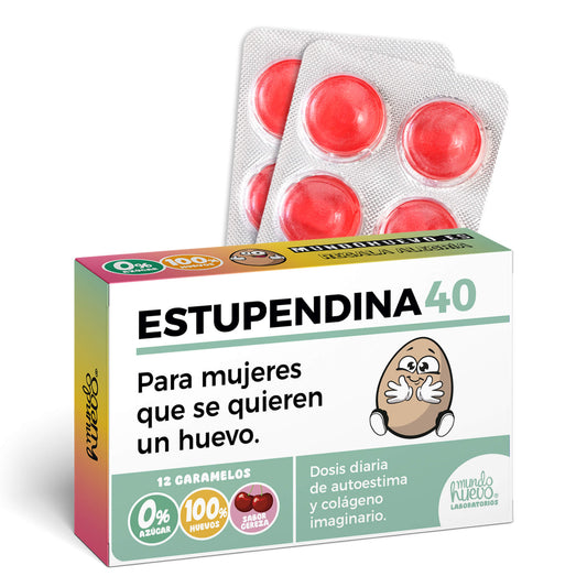 Caramelos de broma | ESTUPENDINA 40 | Caja Regalo Divertido con 12 caramelos sin azúcar