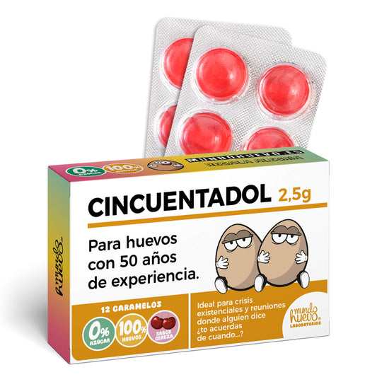 Caramelos de broma | CINCUENTADOL | Caja Regalo Divertido con 12 caramelos sin azúcar