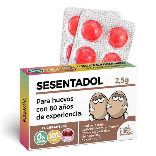 Caramelos de broma | SESENTADOL | Caja Regalo Divertido con 12 caramelos sin azúcar