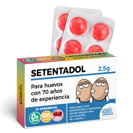 Caramelos de broma | SETENTADOL | Caja Regalo Divertido con 12 caramelos sin azúcar