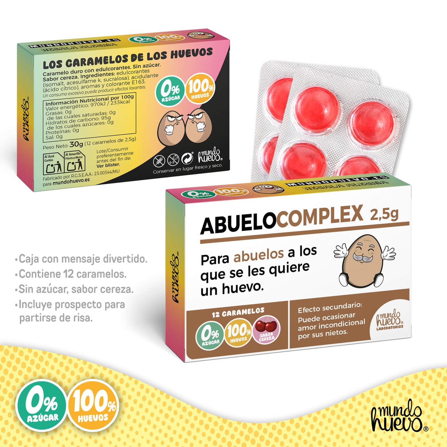 Caramelos de broma | ABUELO COMPLEX | Caja Regalo Divertido con 12 caramelos sin azúcar