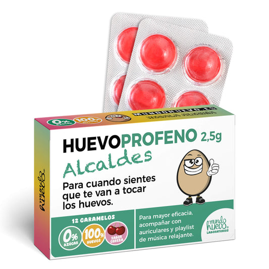 Caramelos de broma | HUEVOPROFENO ALCALDES | Caja Regalo Divertido con 12 caramelos sin azúcar