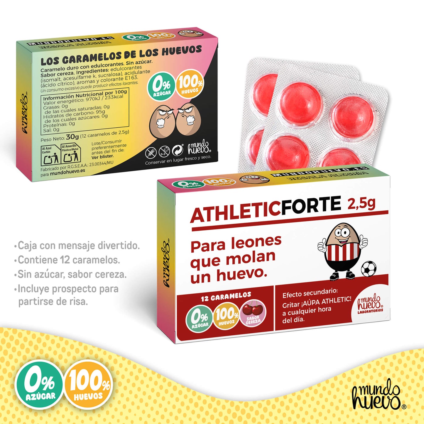 Caramelos de broma | ATHLETIC FORTE | Caja Regalo Divertido con 12 caramelos sin azúcar
