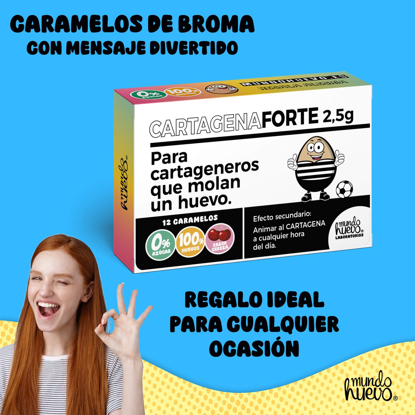 Caramelos de broma | CARTAGENA FORTE | Caja Regalo Divertido con 12 caramelos sin azúcar
